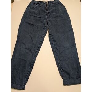 Anchor Blue Vintage 90s Baggy High Waisted Pleated Tapered Jeans Dark Wash Sz 13